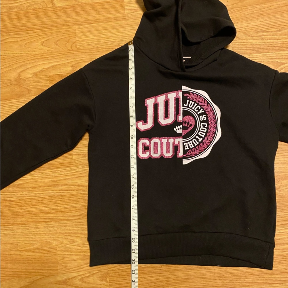 Juicy Couture Kids hoodie size youth XL/16 black long sleeve logo - Picture 8 of 12